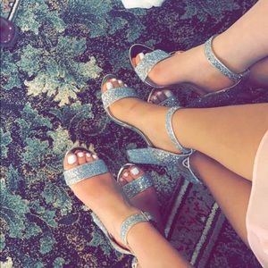 silver sparkly heels